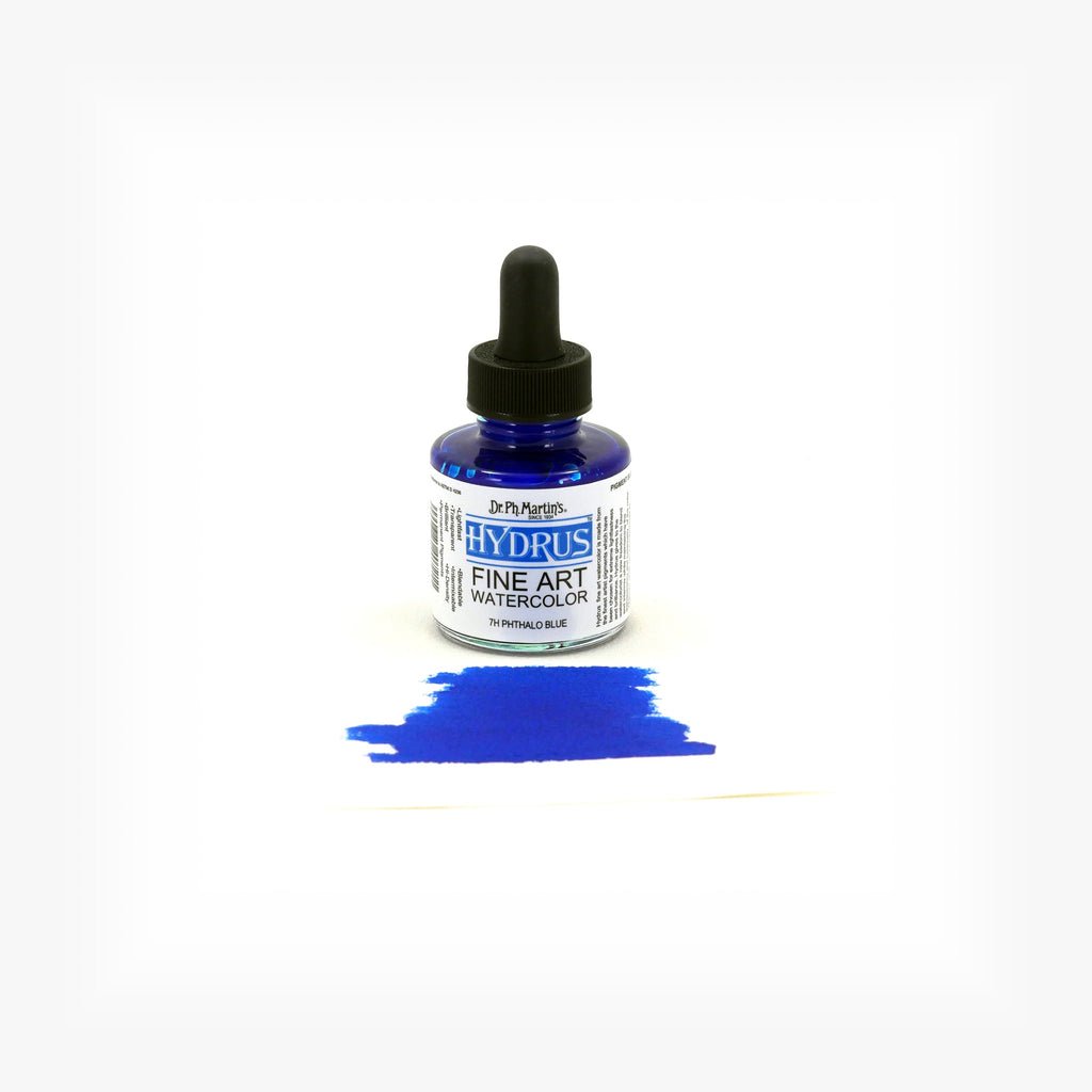 Dr. Ph. Martin's Hydrus Fine Art Watercolor 1 fl. oz. - Phthalo Blue - The Merri Artist - merriartist.com