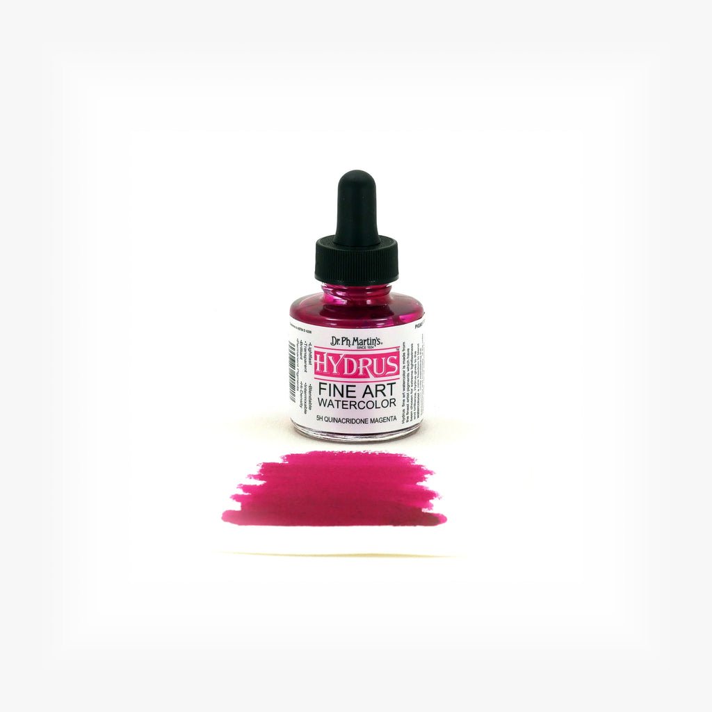 Dr. Ph. Martin's Hydrus Fine Art Watercolor 1 fl. oz. - Quinacridone Magenta - The Merri Artist - merriartist.com