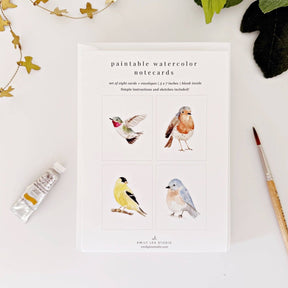 emily lex studio - Backyard birds paintable notecards - The Merri Artist - merriartist.com