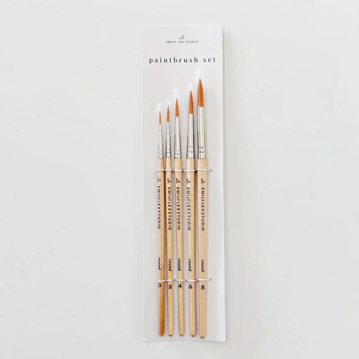 emily lex studio - Watercolor paintbrush set of five wood brushes - The Merri Artist - merriartist.com