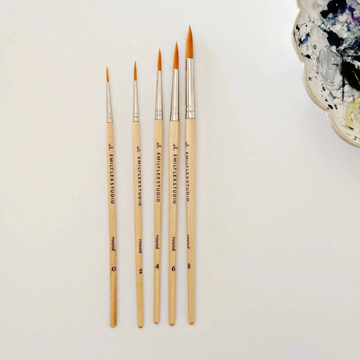 emily lex studio - Watercolor paintbrush set of five wood brushes - The Merri Artist - merriartist.com