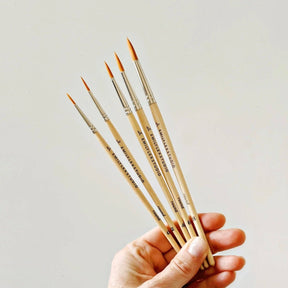 emily lex studio - Watercolor paintbrush set of five wood brushes - The Merri Artist - merriartist.com