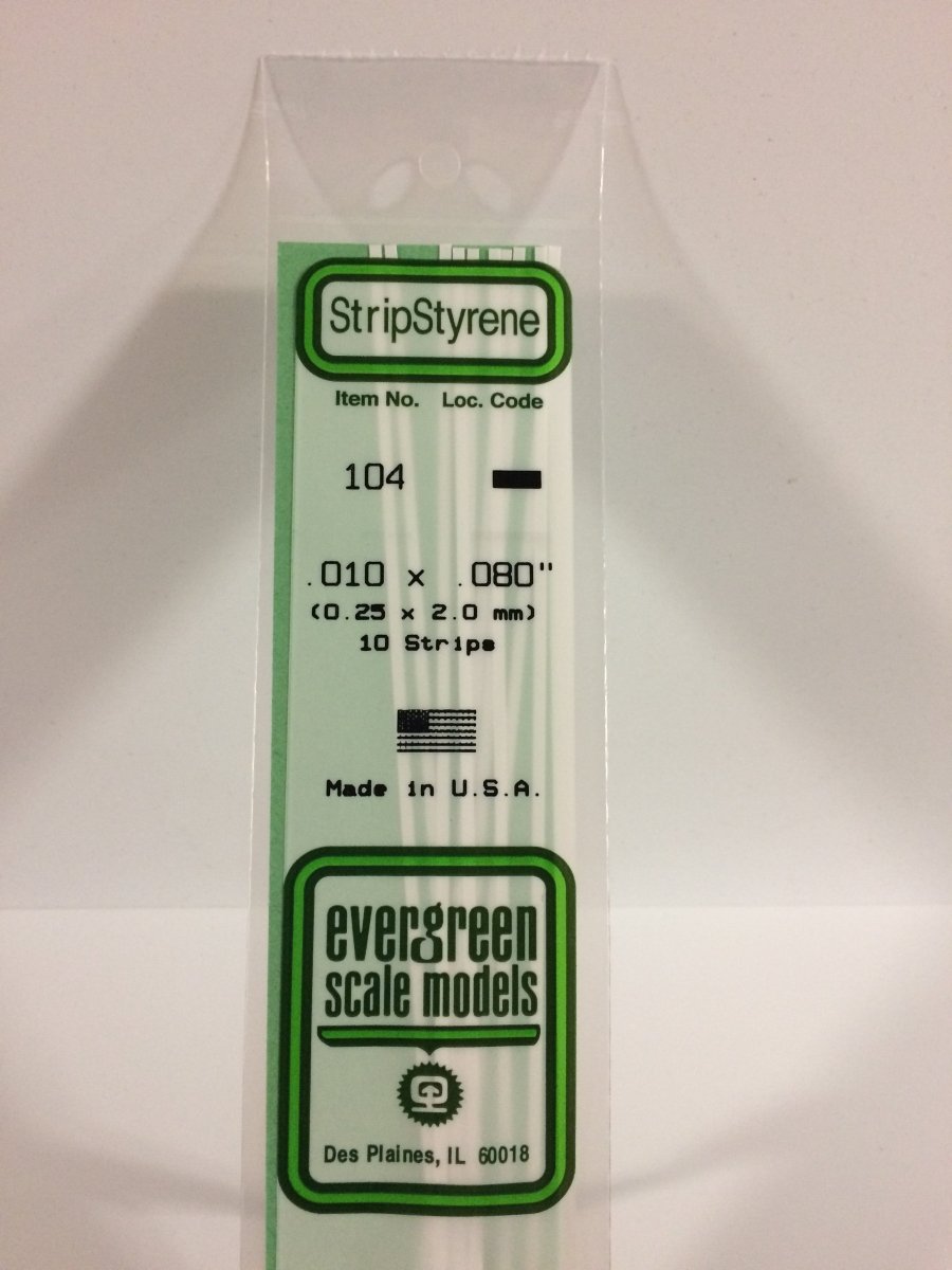 Evergreen Scale Models 104 - .010 X .080" Strips (10) - The Merri Artist - merriartist.com