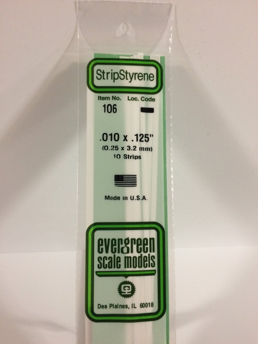 Evergreen Scale Models 106 - .010 X .125" X 14" Strips (10) - The Merri Artist - merriartist.com