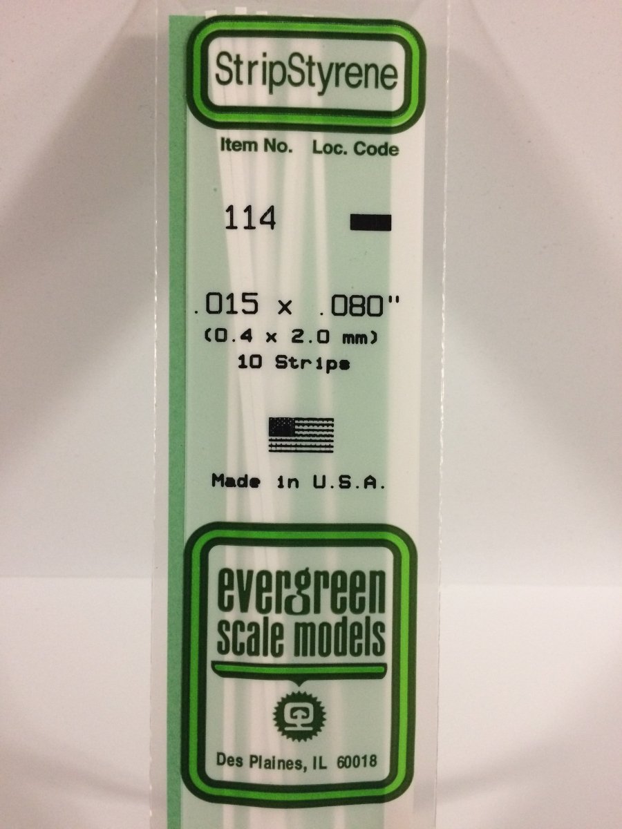 Evergreen Scale Models 114 - .015 X .080" X 14" Strips (10) - The Merri Artist - merriartist.com