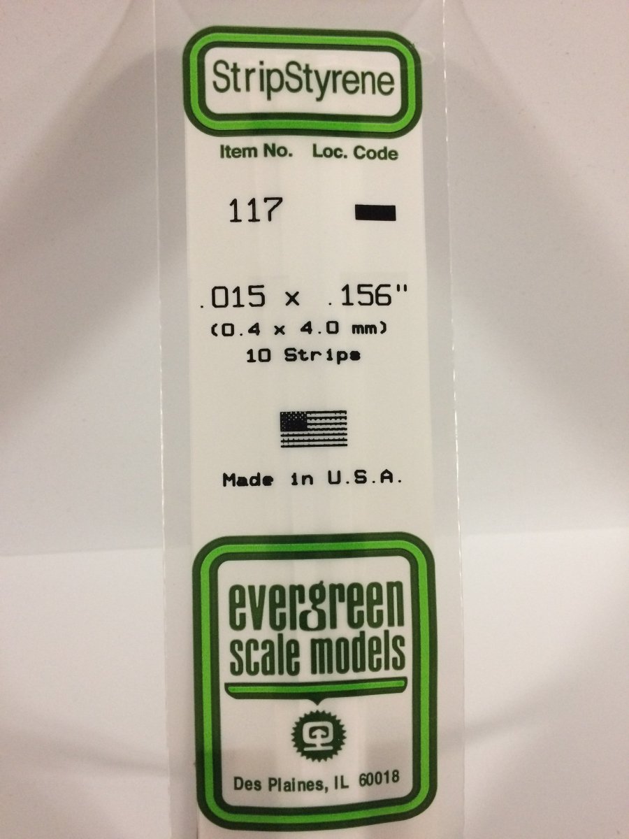 Evergreen Scale Models 117 - .015 X .156" X 14" Strips (10) - The Merri Artist - merriartist.com