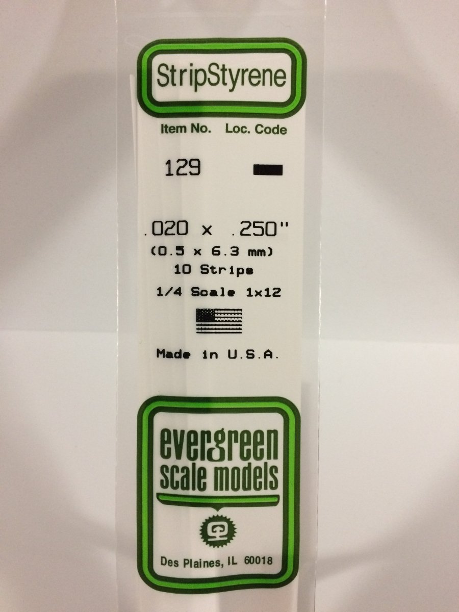 Evergreen Scale Models 129 - .020 X .250" X 14" Strips (10) - The Merri Artist - merriartist.com