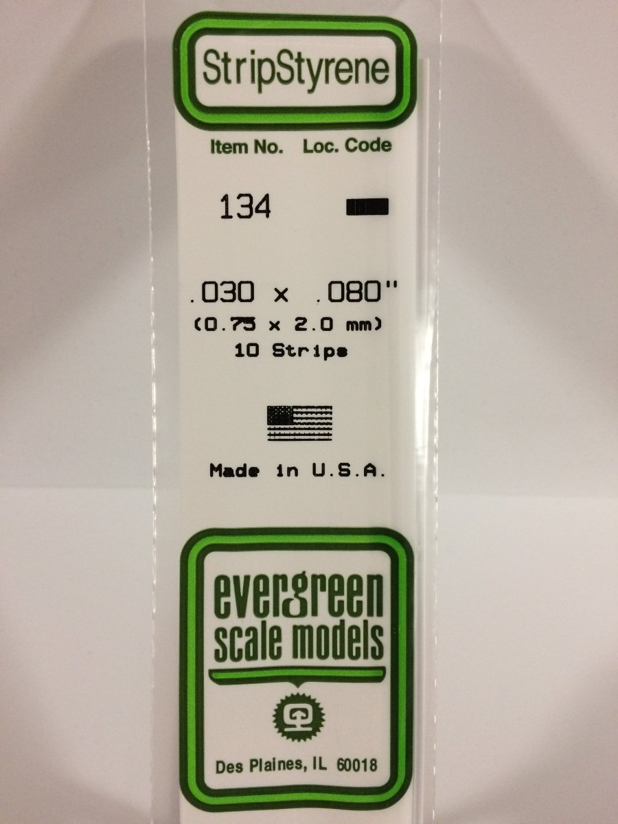 Evergreen Scale Models 134 - .030 X .080" X 14" Strips (10) - The Merri Artist - merriartist.com