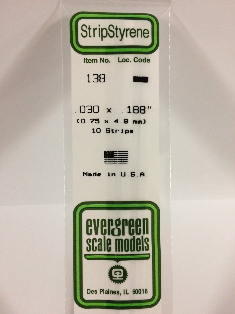 Evergreen Scale Models 138 - .030 X .188" X 14" Strips (10) - The Merri Artist - merriartist.com