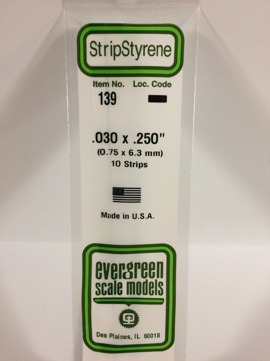 Evergreen Scale Models 139 - .030 X .250" X 14" Strips (10) - The Merri Artist - merriartist.com