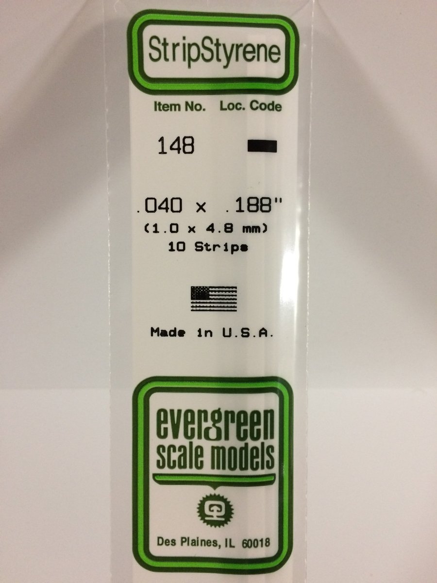 Evergreen Scale Models 148 - .040 X .188" X 14" Strips (10) - The Merri Artist - merriartist.com
