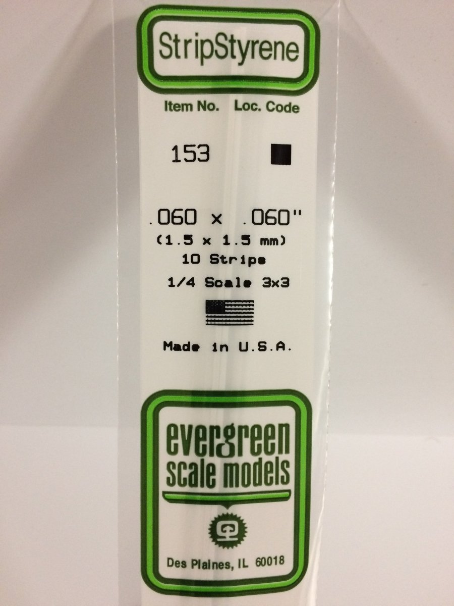 Evergreen Scale Models 153 - .060 X .060" X 14" Strips (10) - The Merri Artist - merriartist.com