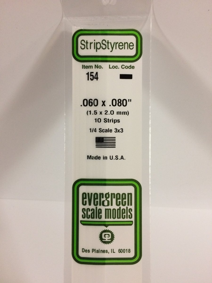 Evergreen Scale Models 154 - .060 X .080" X 14" Strips (10) - The Merri Artist - merriartist.com