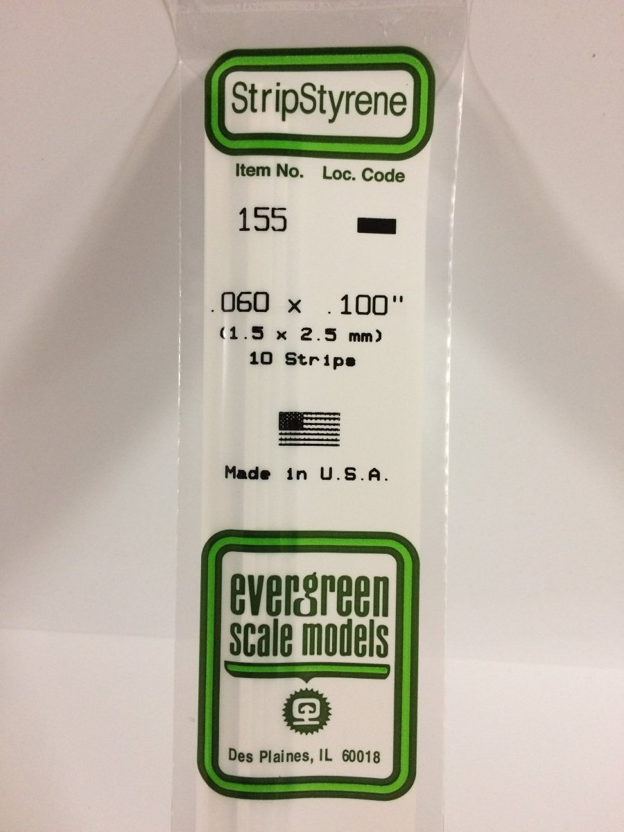 Evergreen Scale Models 155 - .060 X .100" X 14" Strips (10) - The Merri Artist - merriartist.com