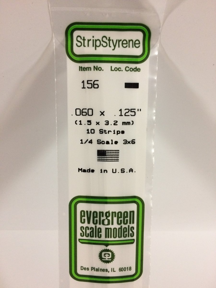Evergreen Scale Models 156 - .060 X .125" X 14" Strips (10) - The Merri Artist - merriartist.com
