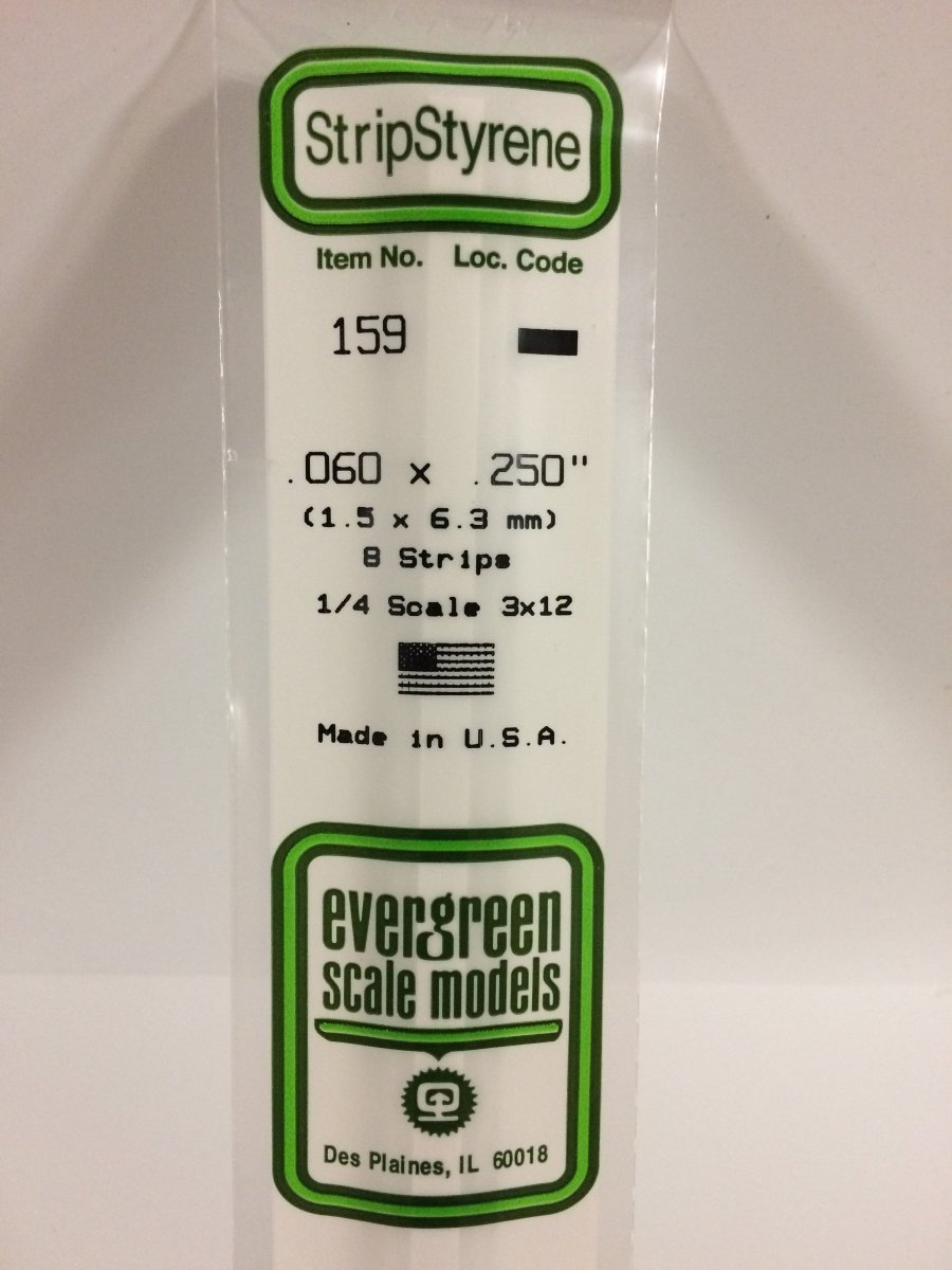 Evergreen Scale Models 159 - .060 X .250" X 14" Strips (8) - The Merri Artist - merriartist.com
