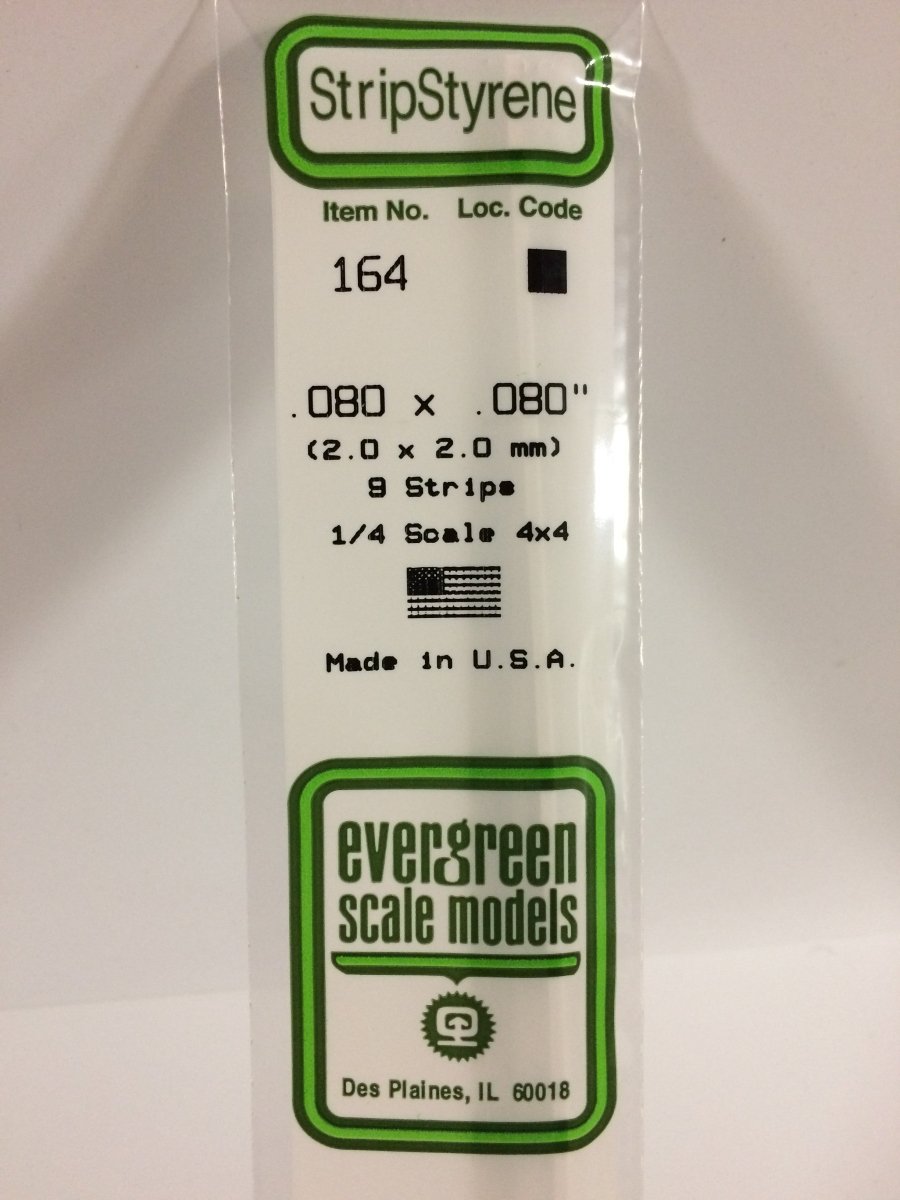 Evergreen Scale Models 164 - .080 X .080" X 14" Strips (9) - The Merri Artist - merriartist.com