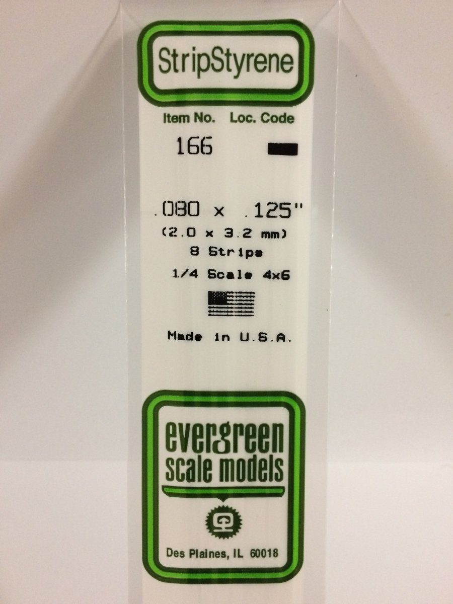 Evergreen Scale Models 166 - .080 X .125" X 14" Strips (8) - The Merri Artist - merriartist.com