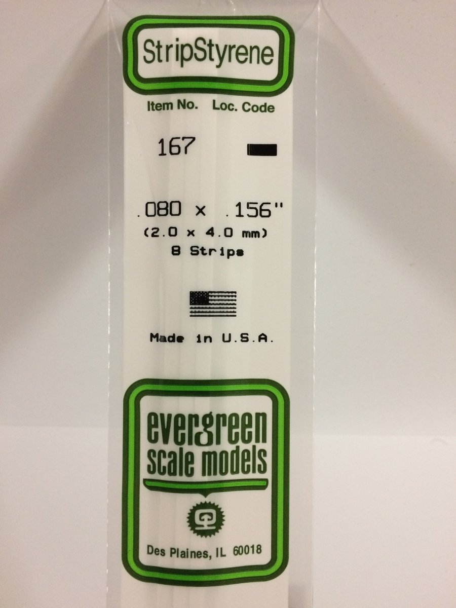 Evergreen Scale Models 167 - .080 X .156" X 14" Strips (8) - The Merri Artist - merriartist.com