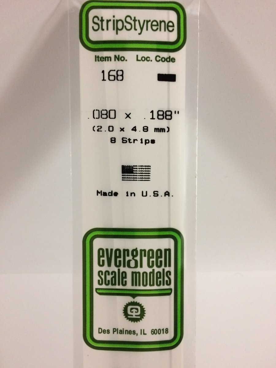 Evergreen Scale Models 168 - .080 X .188" X 14" Strips (8) - The Merri Artist - merriartist.com