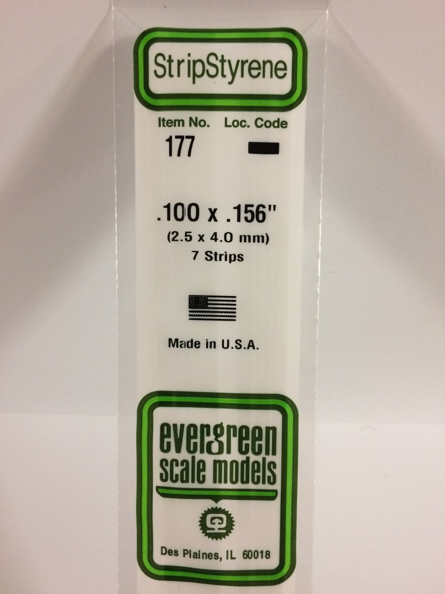 Evergreen Scale Models 177 - .100 X .156" X 14" Strips (7) - The Merri Artist - merriartist.com