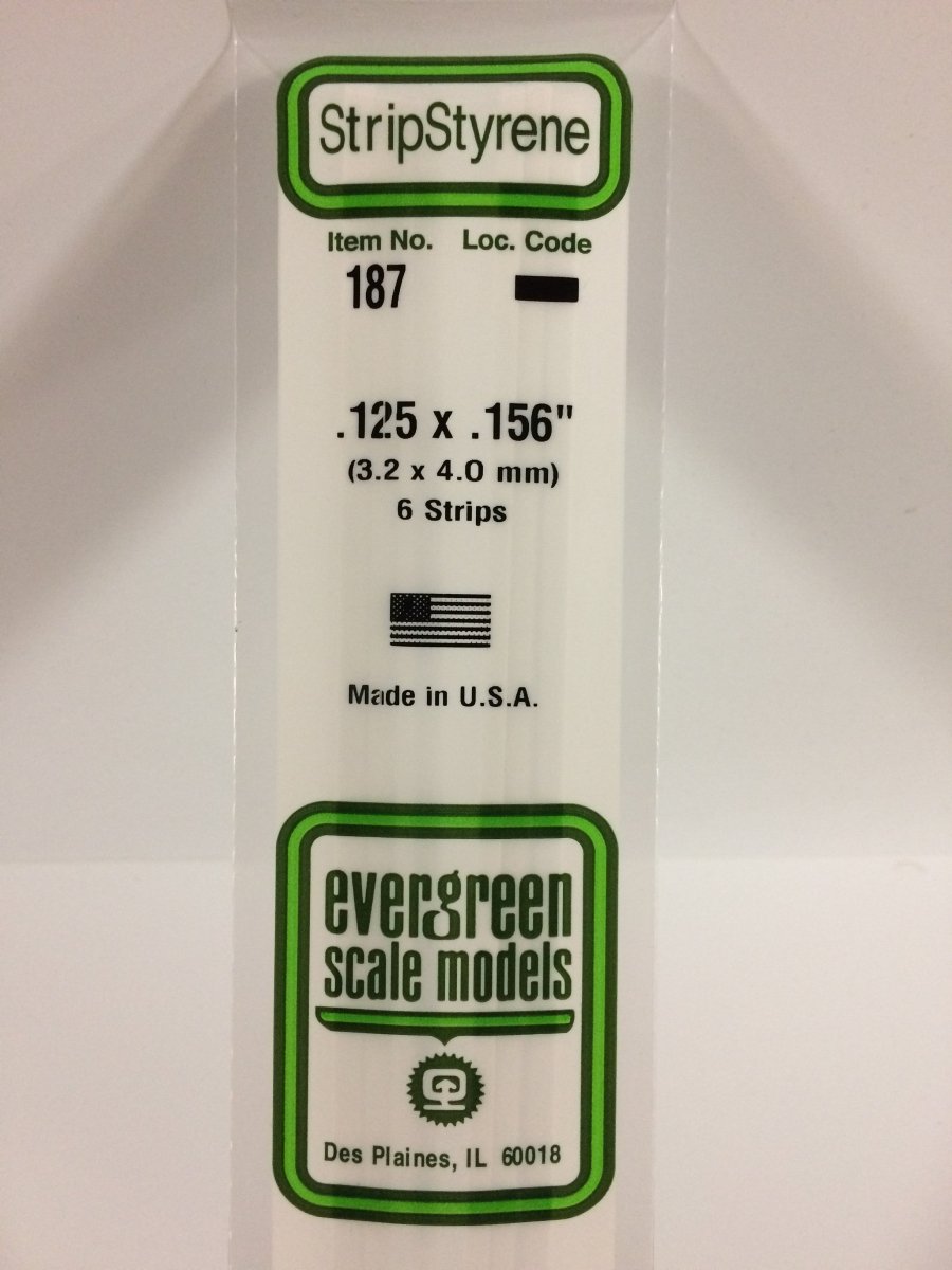 Evergreen Scale Models 187 - .125 X .156" X 14" Strips (6) - The Merri Artist - merriartist.com