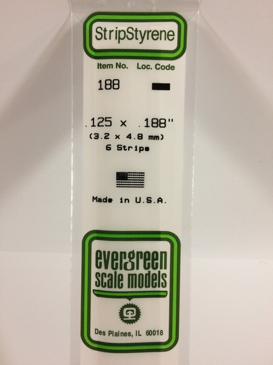 Evergreen Scale Models 188 - .125 X .188" X 14" Strips (6) - The Merri Artist - merriartist.com
