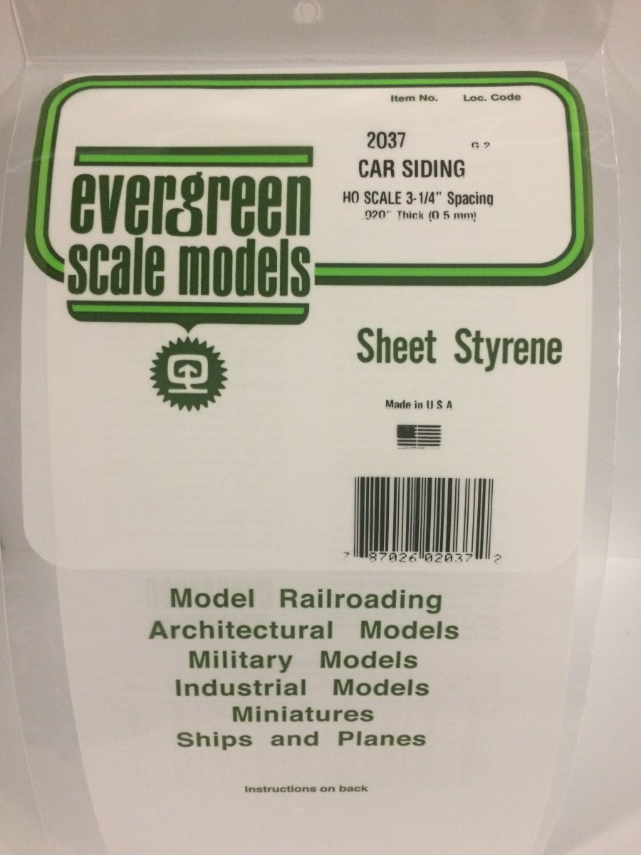 Evergreen Scale Models 2037 - 6" X 12" Car Siding - HO Scale - The Merri Artist - merriartist.com