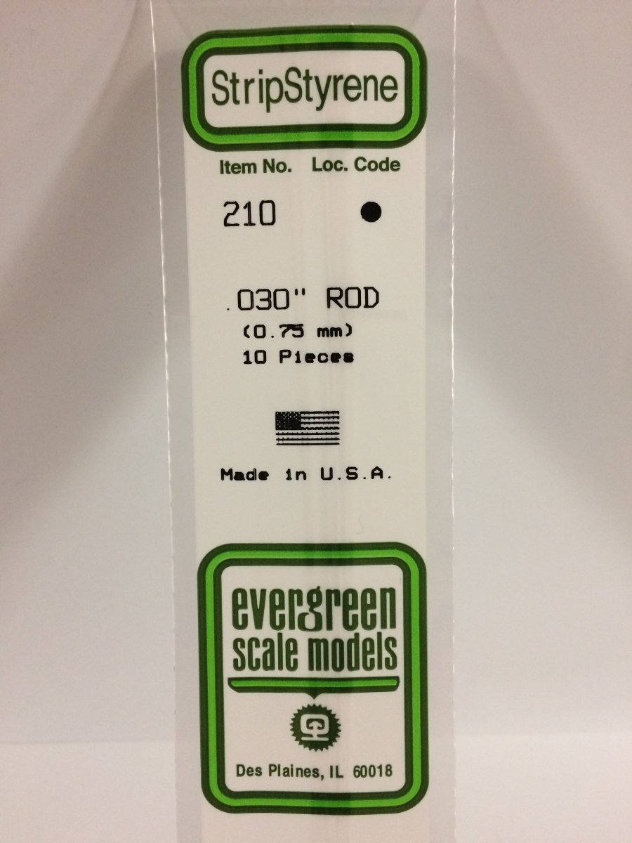 Evergreen Scale Models 210 - .030" OD X 14" Rod (10) - The Merri Artist - merriartist.com