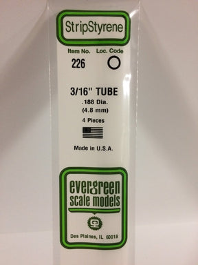 Evergreen Scale Models 226 - .188" (3/16") OD X 14" Tubing (4) - The Merri Artist - merriartist.com