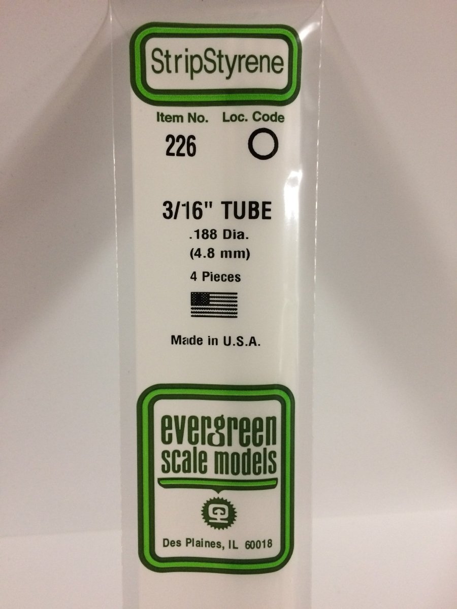 Evergreen Scale Models 226 - .188" (3/16") OD X 14" Tubing (4) - The Merri Artist - merriartist.com