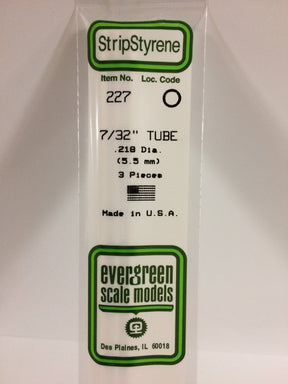 Evergreen Scale Models 227 - .219" (7/32") OD X 14" Tubing (3) - The Merri Artist - merriartist.com