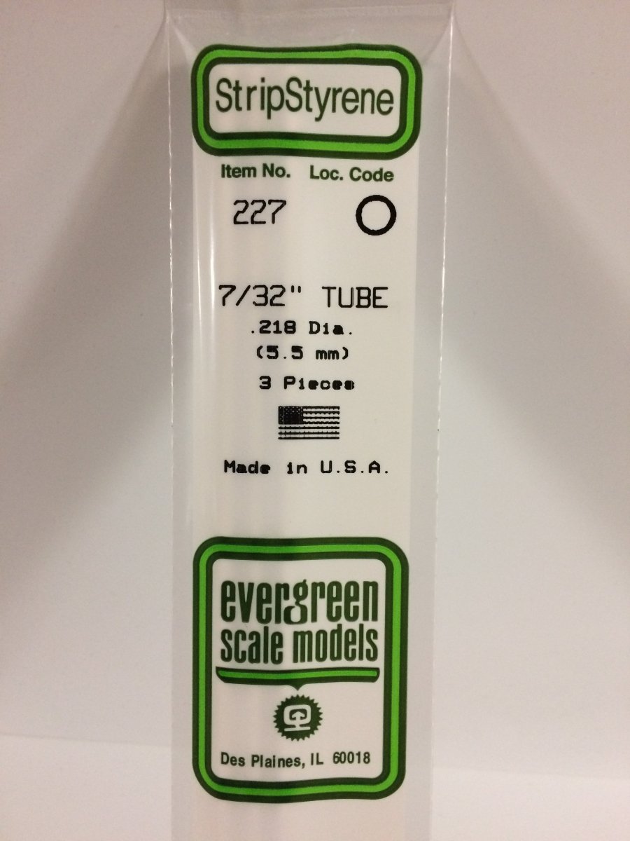 Evergreen Scale Models 227 - .219" (7/32") OD X 14" Tubing (3) - The Merri Artist - merriartist.com