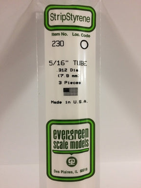 Evergreen Scale Models 230 - .312" (5/16") OD X 14" Tubing (3) - The Merri Artist - merriartist.com