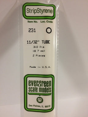 Evergreen Scale Models 231 - .344" (11/32") OD X 14" Tubing (2) - The Merri Artist - merriartist.com