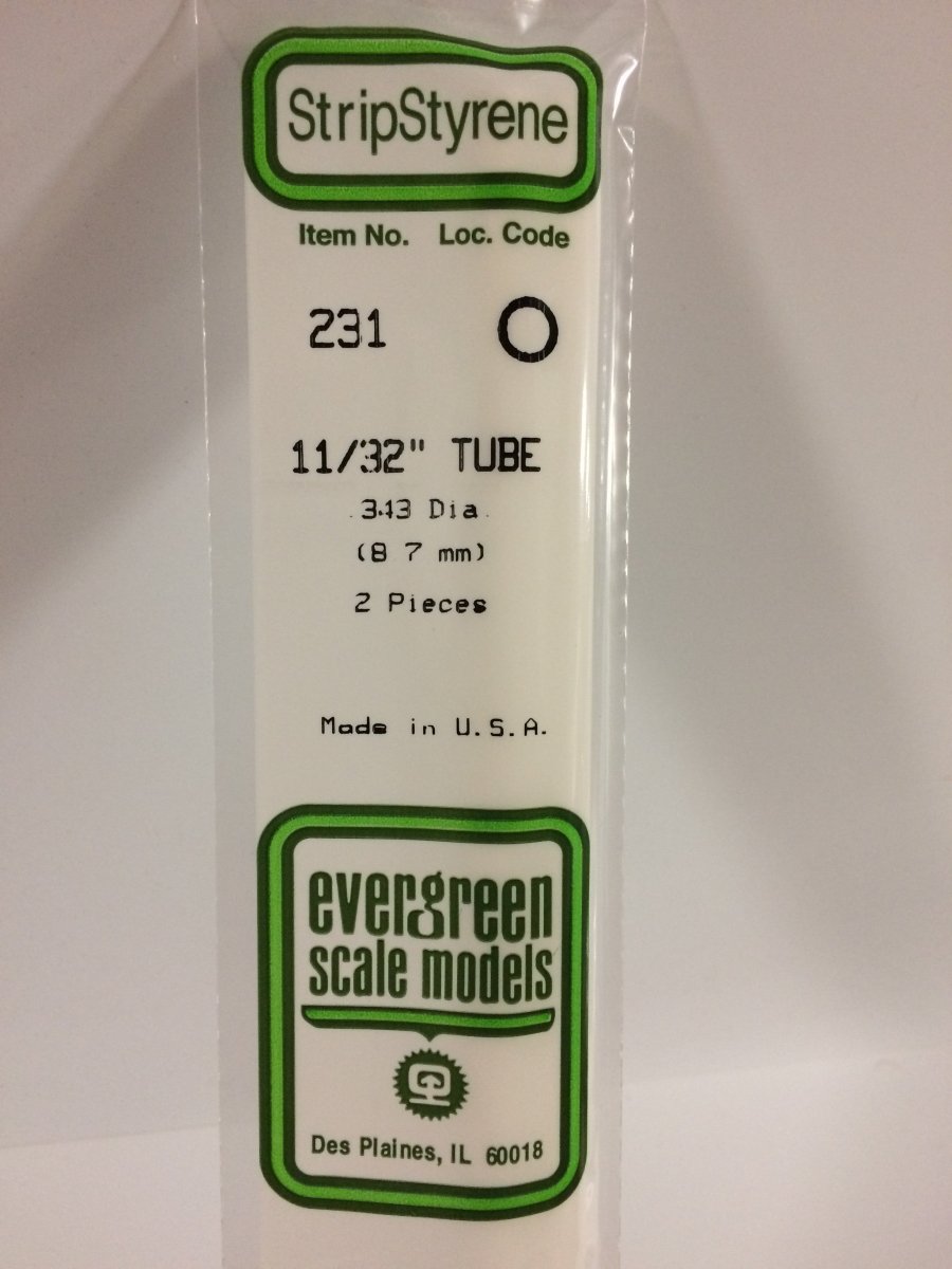 Evergreen Scale Models 231 - .344" (11/32") OD X 14" Tubing (2) - The Merri Artist - merriartist.com