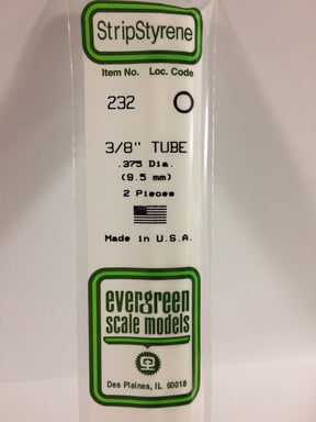 Evergreen Scale Models 232 - .375" (3/8") OD X 14" Tubing (2) - The Merri Artist - merriartist.com