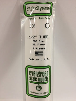 Evergreen Scale Models 236 - .500" (1/2") OD X 14" Tubing (2) - The Merri Artist - merriartist.com