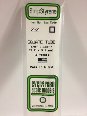 Evergreen Scale Models 252 - .125" (3.2 mm) X 14" Square Tube (3) - The Merri Artist - merriartist.com