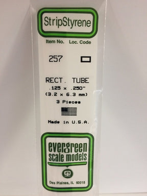 Evergreen Scale Models 257 - .125 x .250" X 14" Rectangular Tube (3) - The Merri Artist - merriartist.com