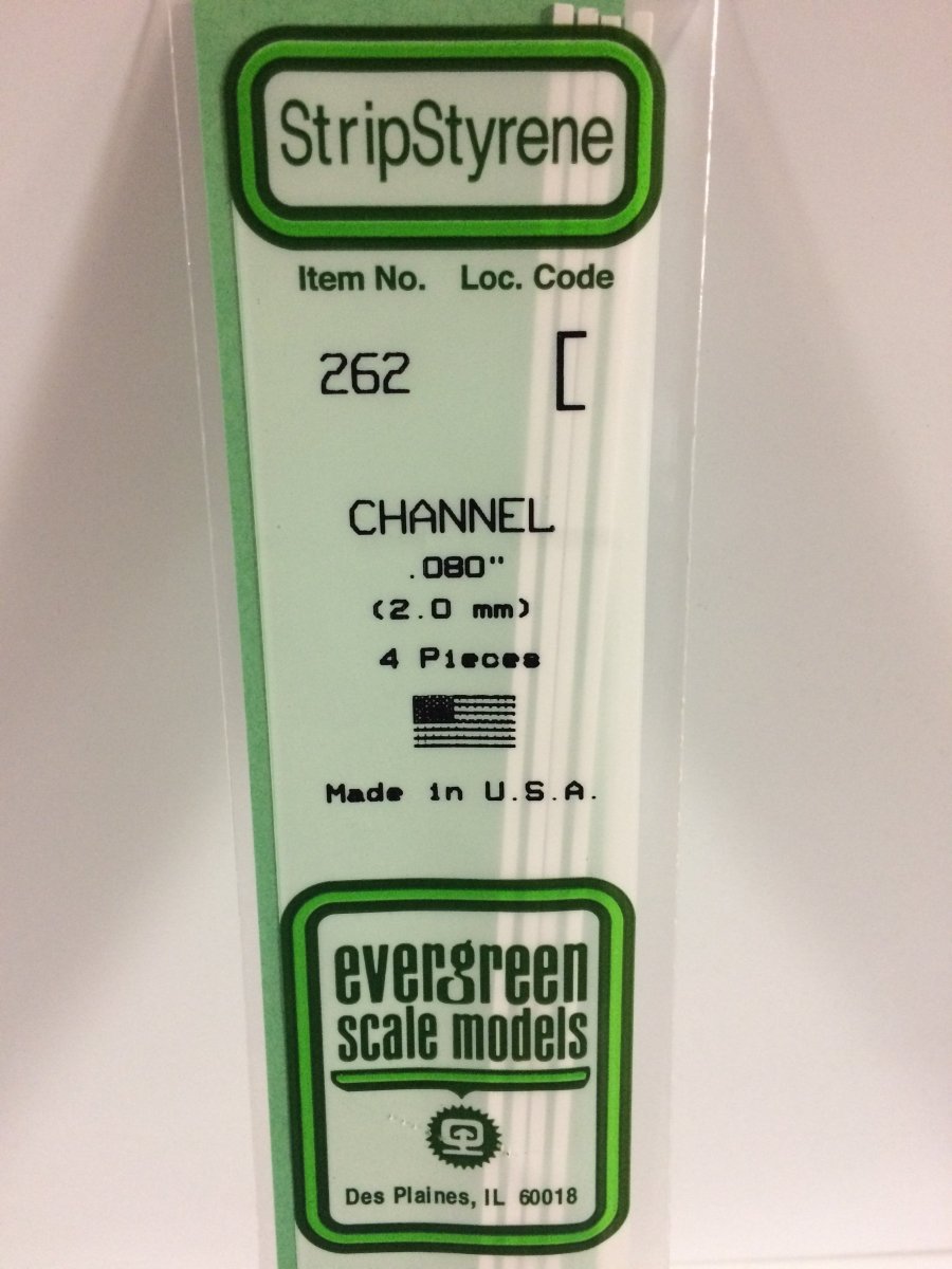 Evergreen Scale Models 262 - .080" (2.0 mm) X 14" Channel (4) - The Merri Artist - merriartist.com