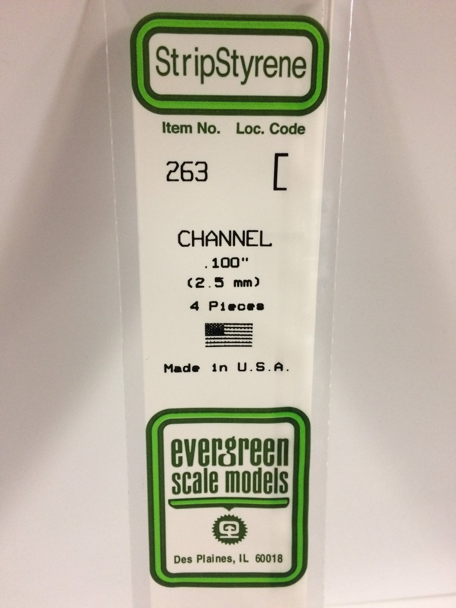 Evergreen Scale Models 263 - .100" (2.5 mm) X 14" Channel (4) - The Merri Artist - merriartist.com