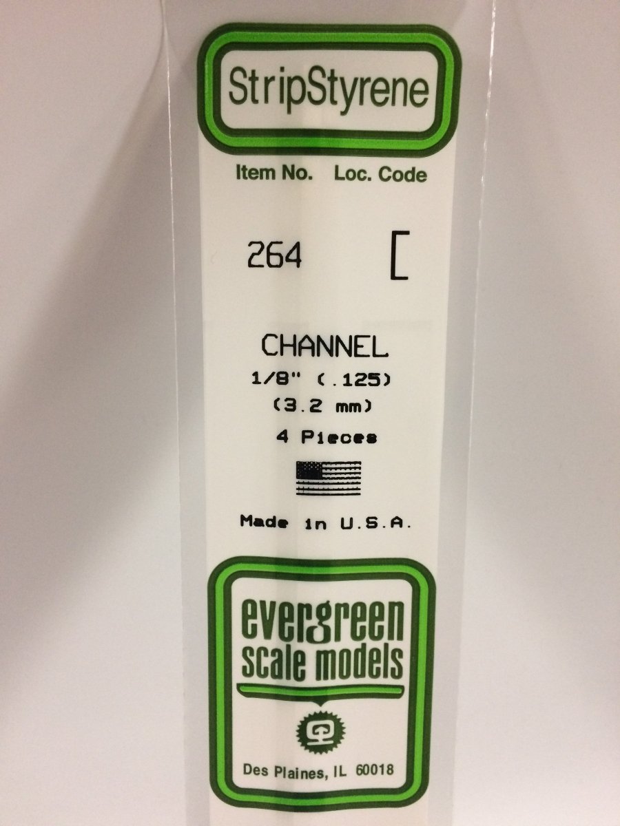 Evergreen Scale Models 264 - .125" (3.2mm) X 14" Channel (4) - The Merri Artist - merriartist.com