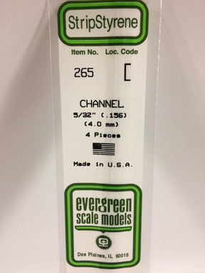 Evergreen Scale Models 265 - .156" (4.0 mm) X 14" Channel (4) - The Merri Artist - merriartist.com