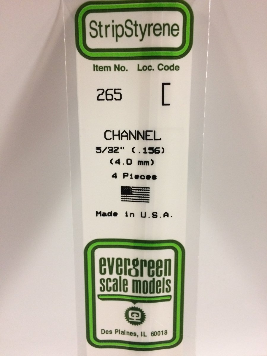 Evergreen Scale Models 265 - .156" (4.0 mm) X 14" Channel (4) - The Merri Artist - merriartist.com