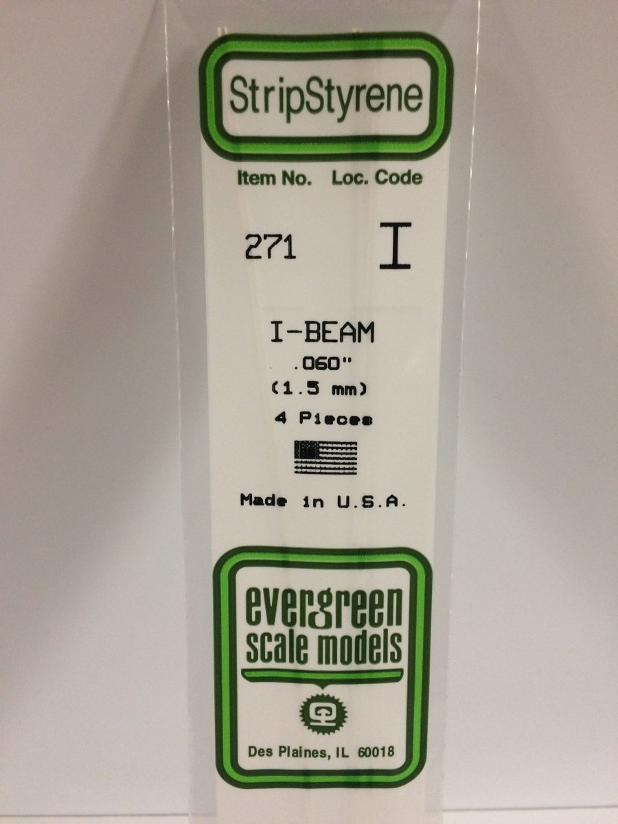 Evergreen Scale Models 271 - .060" (1.5 mm) X 14" I - Beam (4) - The Merri Artist - merriartist.com