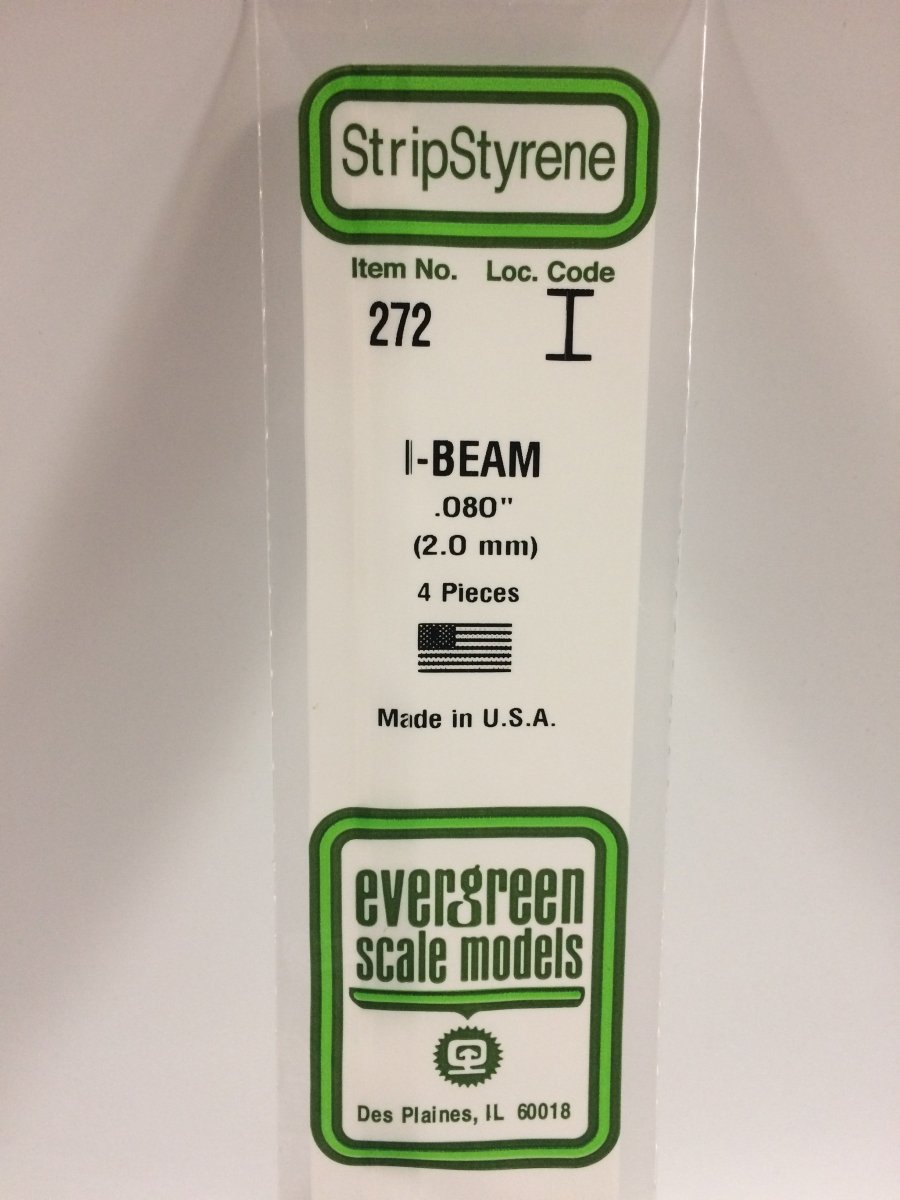 Evergreen Scale Models 272 - .080" (2.0 mm) X 14" I - Beam (4) - The Merri Artist - merriartist.com