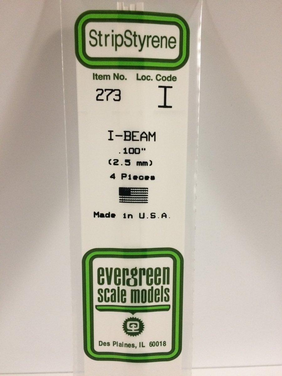 Evergreen Scale Models 273 - .100" (2.5 mm) X 14" I - Beam (4) - The Merri Artist - merriartist.com
