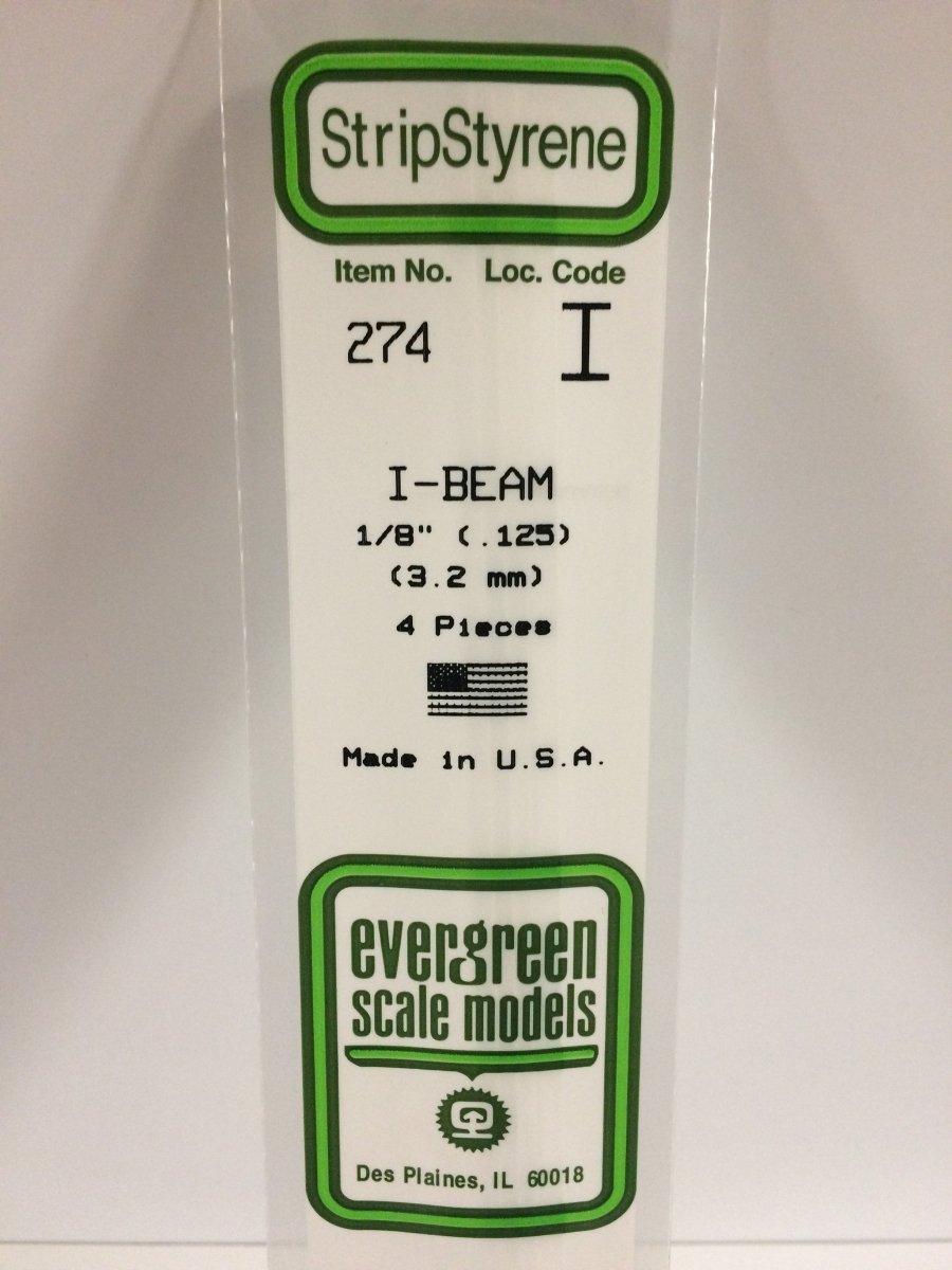 Evergreen Scale Models 274 - .125" (3.2 mm) X 14" I - Beam (4) - The Merri Artist - merriartist.com