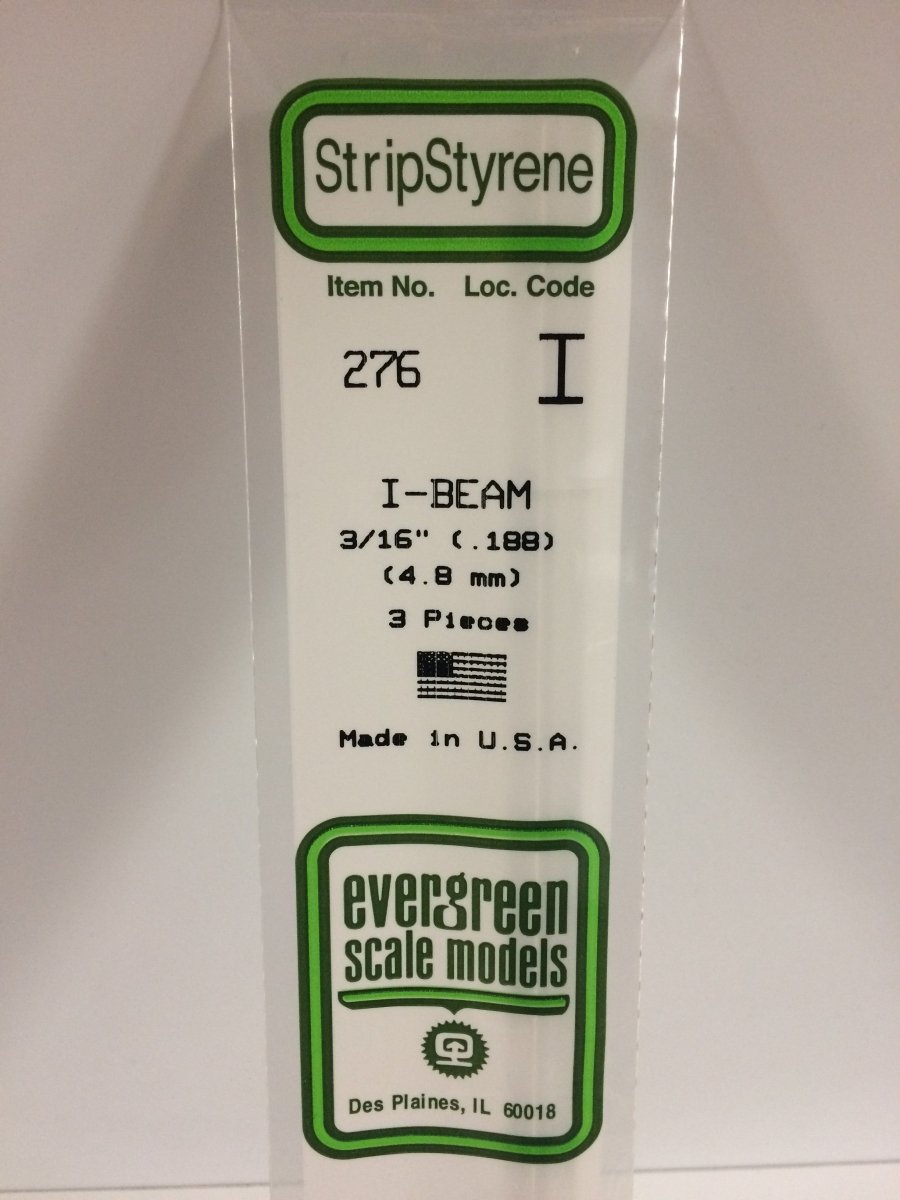 Evergreen Scale Models 276 - .188" (4.8 mm) X 14" I - Beam (3) - The Merri Artist - merriartist.com